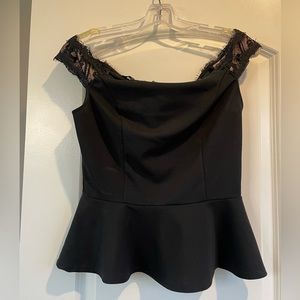 Bebe peplum and lace, off the shoulder top